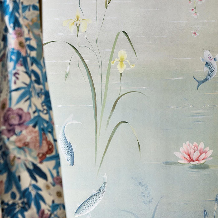 Sanderson Water Garden soft Jade/Pink blossom 217131