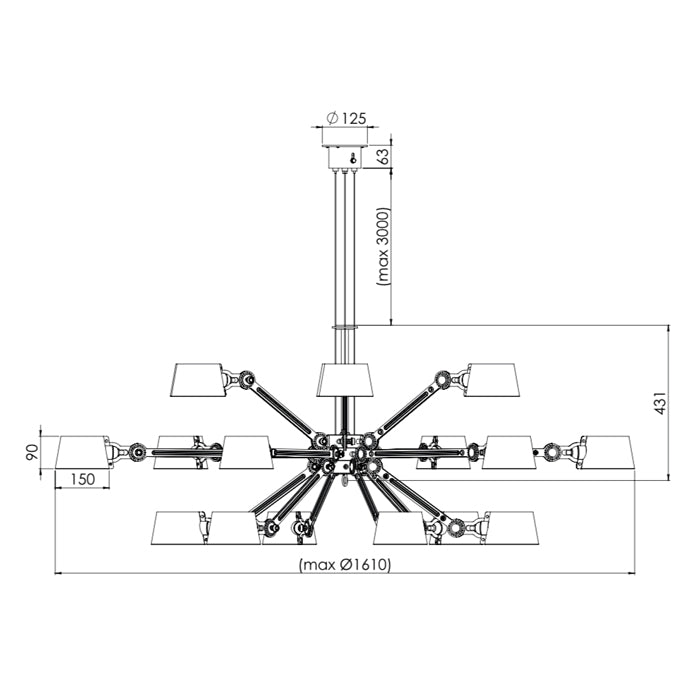 Tonone Bolt chandelier 18 arm