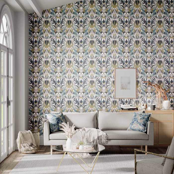 Harlequin behang Melora Hempseed/Exhale/Gold 112762