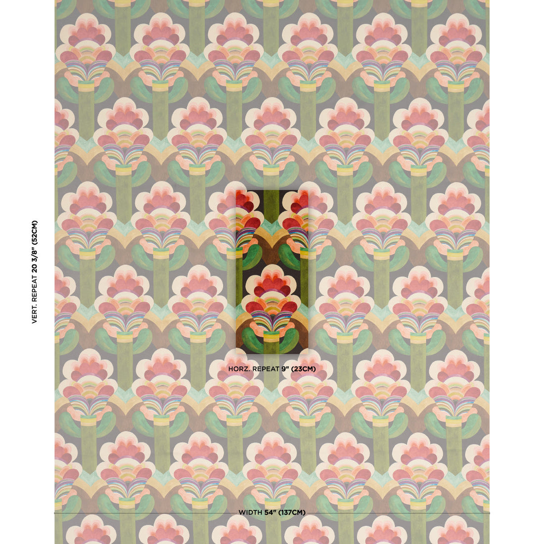 Schumacher Fleur Indienne Velvet Cinnabar sfeerbeeld