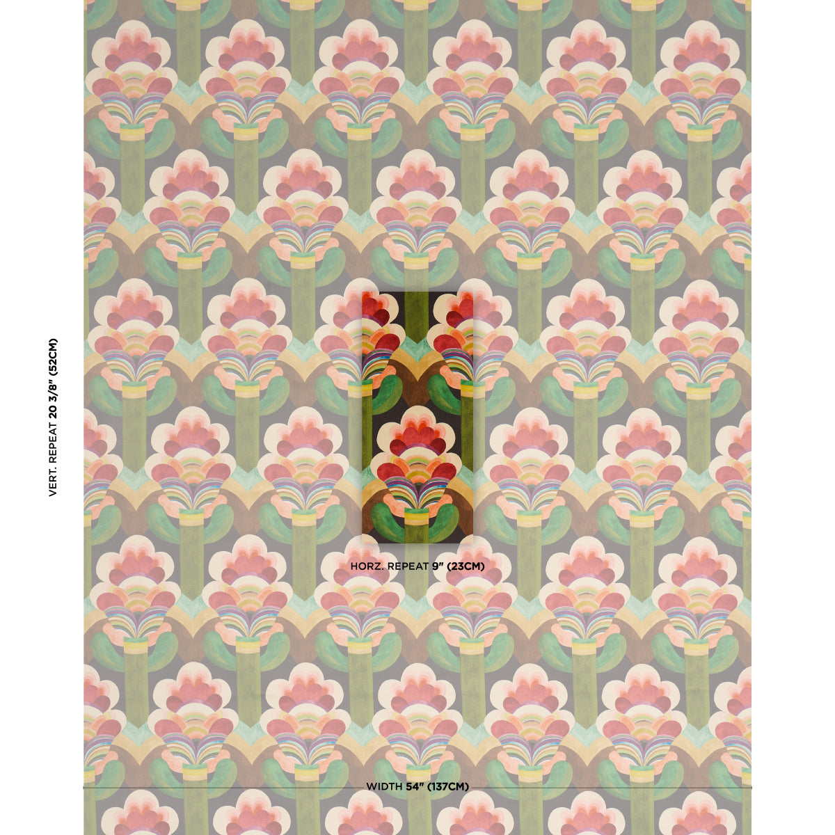 Schumacher Fleur Indienne Velvet Cinnabar sfeerbeeld