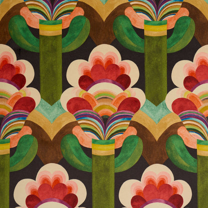 Schumacher Fleur Indienne Velvet Cinnabar detail