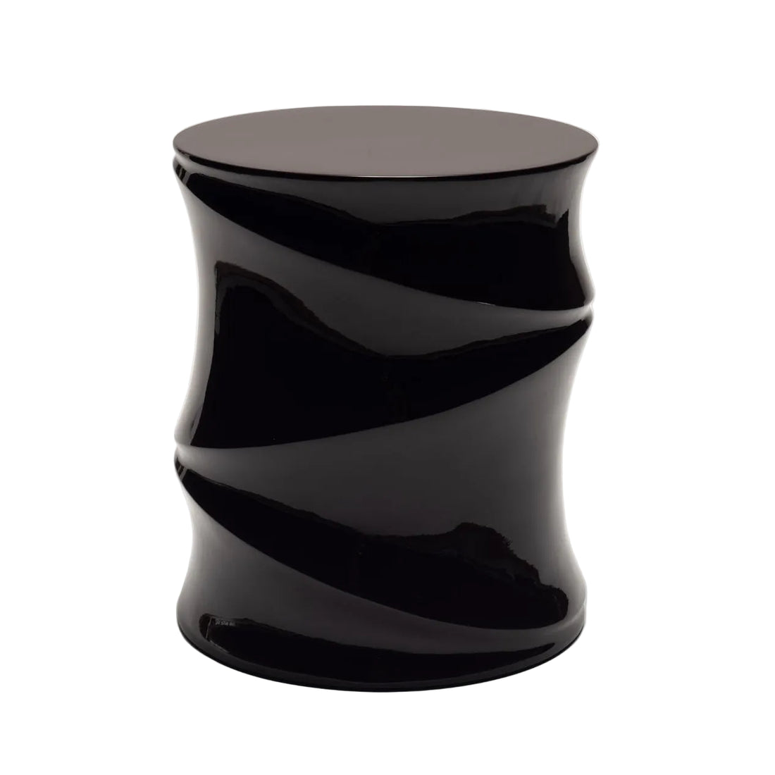 Ligne Roset Simeti bijzettafel rouge noir, Studio Zest, glasvezel hoogglans lak, Ø 40 × H 48 cm, handgemaakt Vietnam