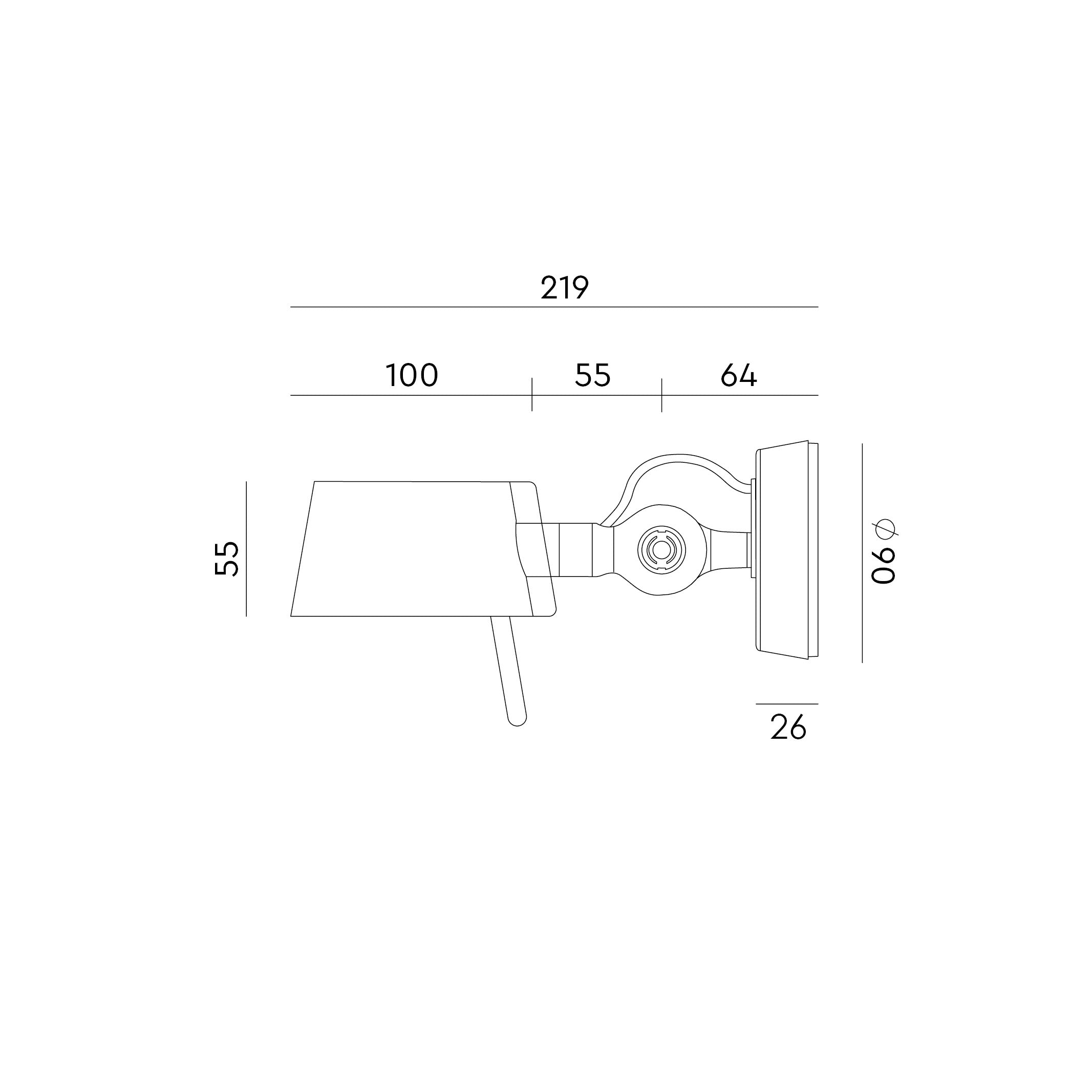 Tonone Bolt10 wandlamp maat
