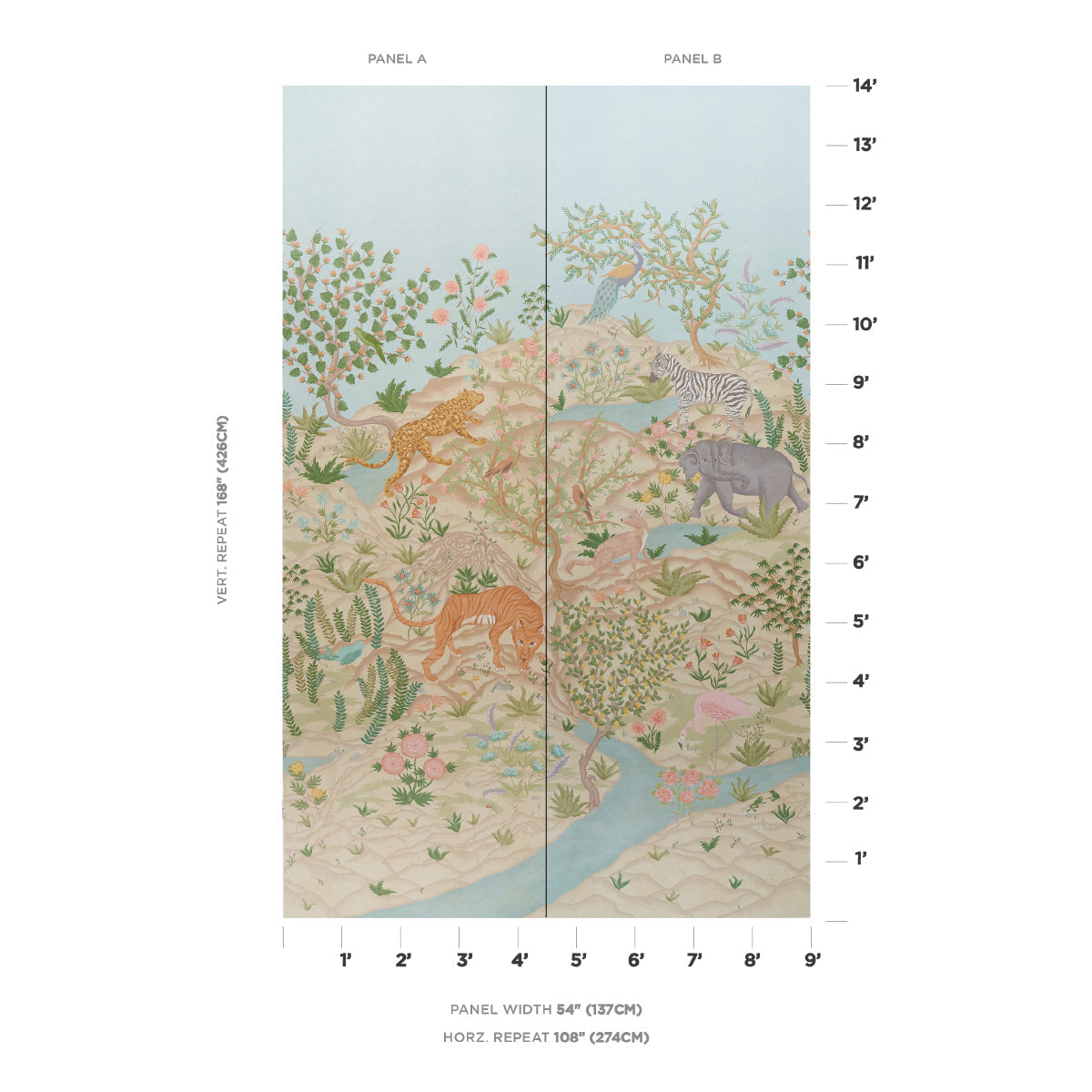 Schumacher Finches Jungle Parchment sfeerbeeld