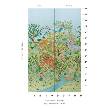 Schumacher Finches Jungle Verdant sfeerbeeld