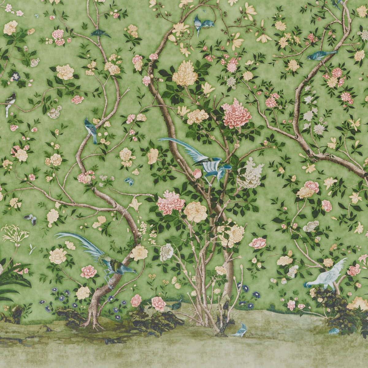 Schumacher Les Oiseaux Apple Green detail