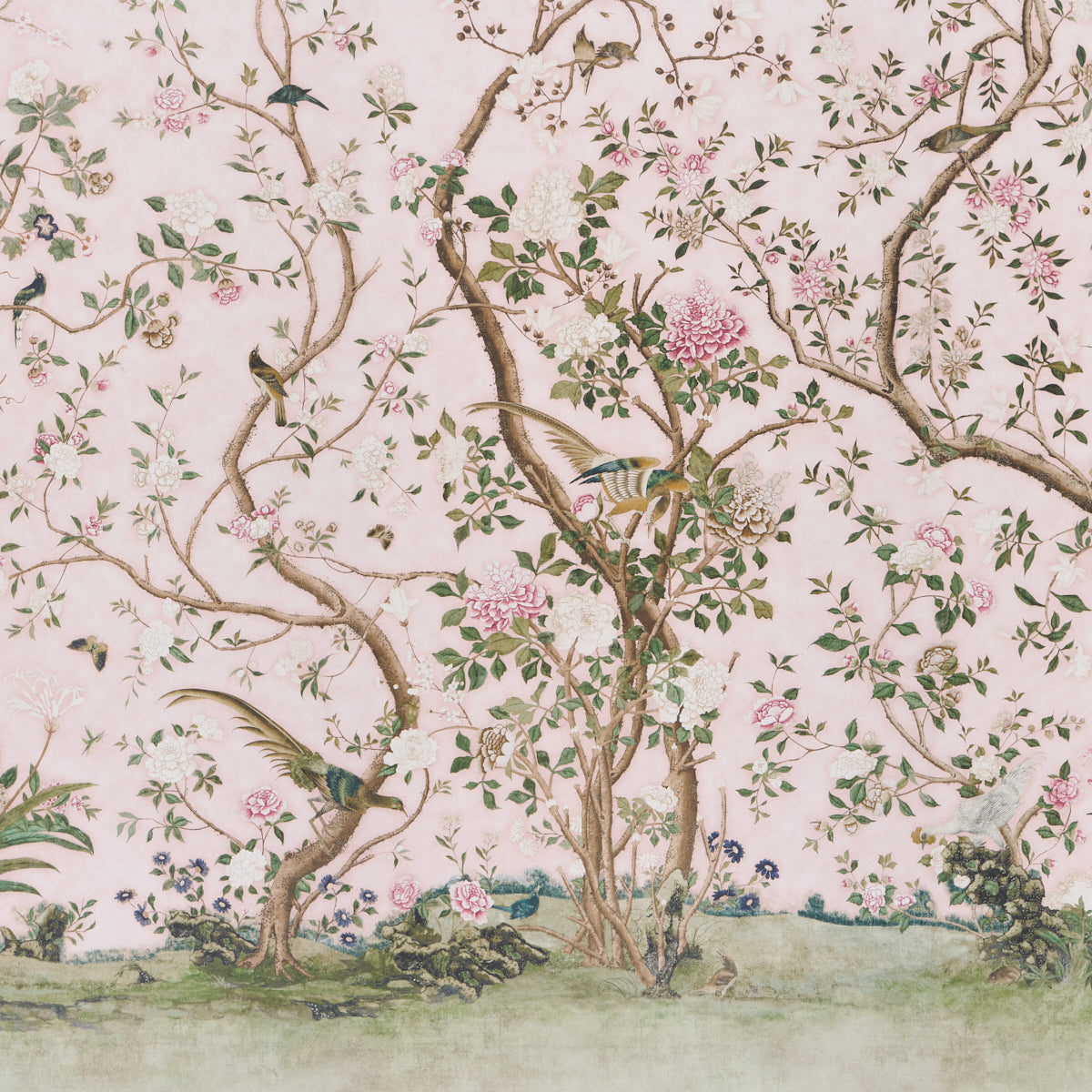 Schumacher Les Oiseaux Blush detail