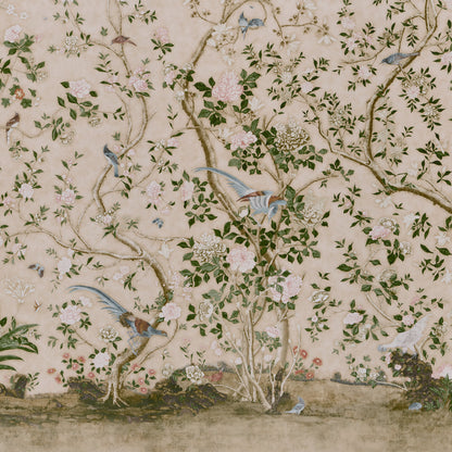 Schumacher Les Oiseaux Parchment detail