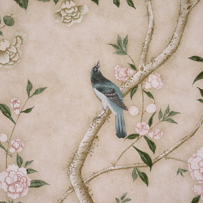 Schumacher Les Oiseaux Parchment detail 2