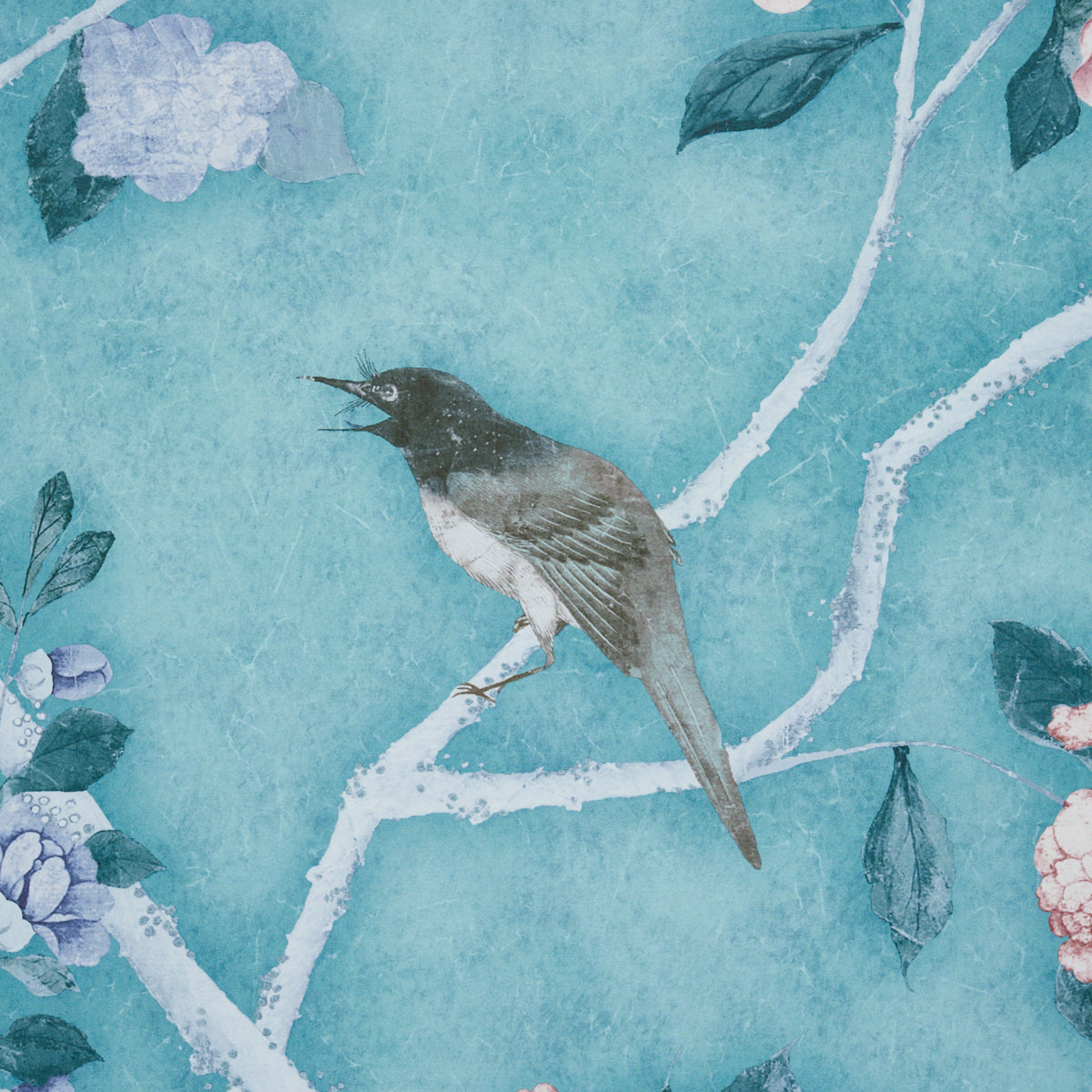Schumacher Les Oiseaux Blue Turquoise detail 2