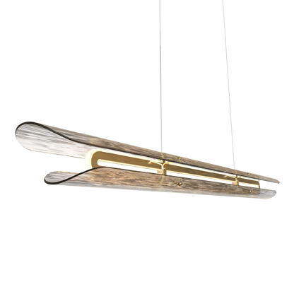 Tonone Razor Pendant Horizontal Transparant Waves Brass