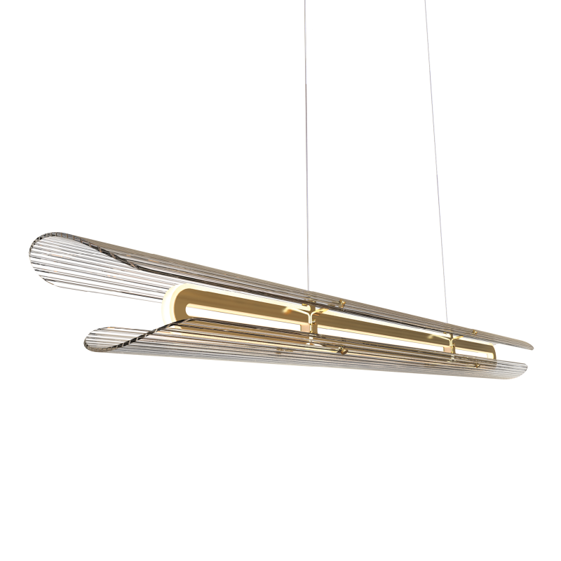 Tonone Razor Pendant Horizontal Transparant Stripes Brass detail
