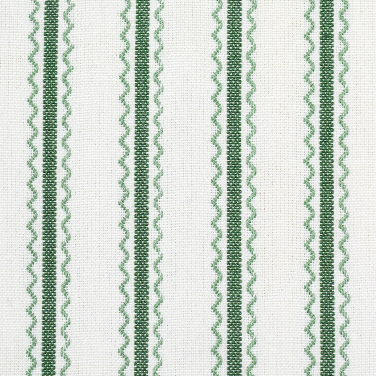 Schumacher Birdie Ticking Stripe Leaf Green detail