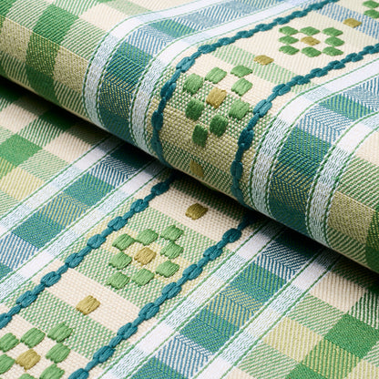 Schumacher Hutton Hand Woven Check stof Leaf 84731