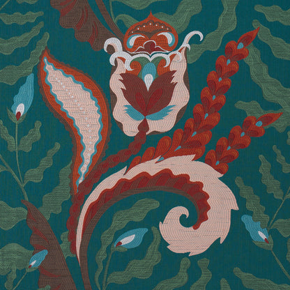 Schumacher Jaipur Fantaisie Turquoise detail