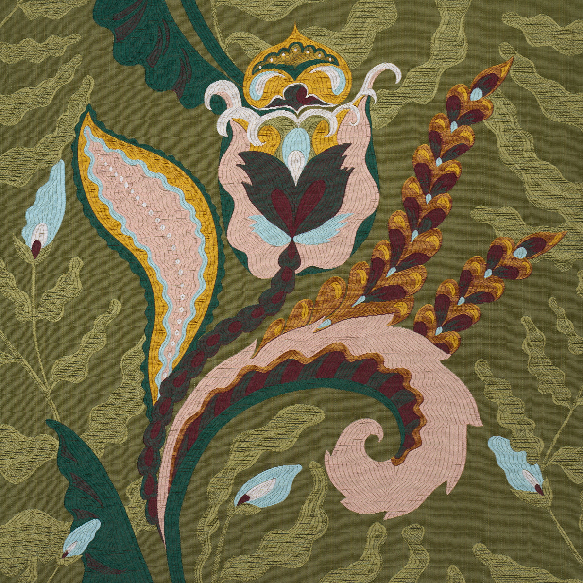 Schumacher Jaipur Fantaisie Moss detail