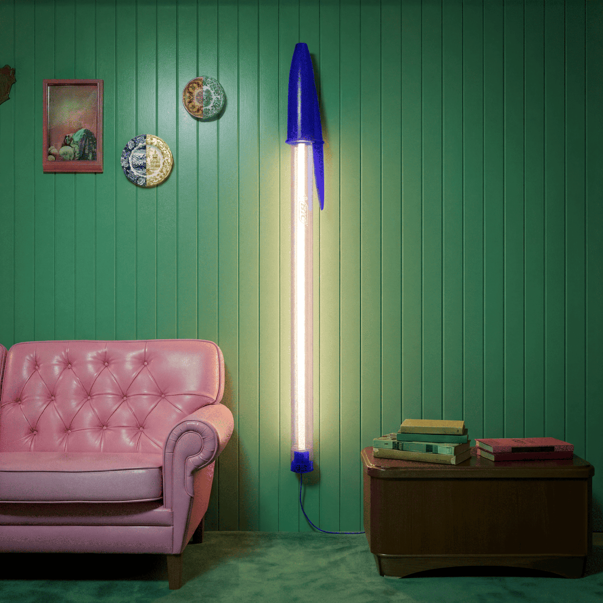 Seletti BIC Lamp Blauw sfeerbeeld hangend