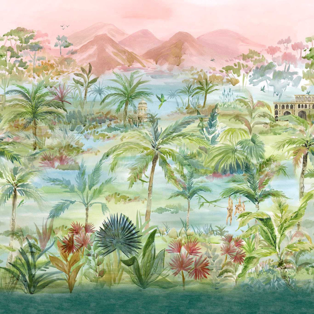 Clarke &amp; Clarke behang Kerala Teal mural W0239/01