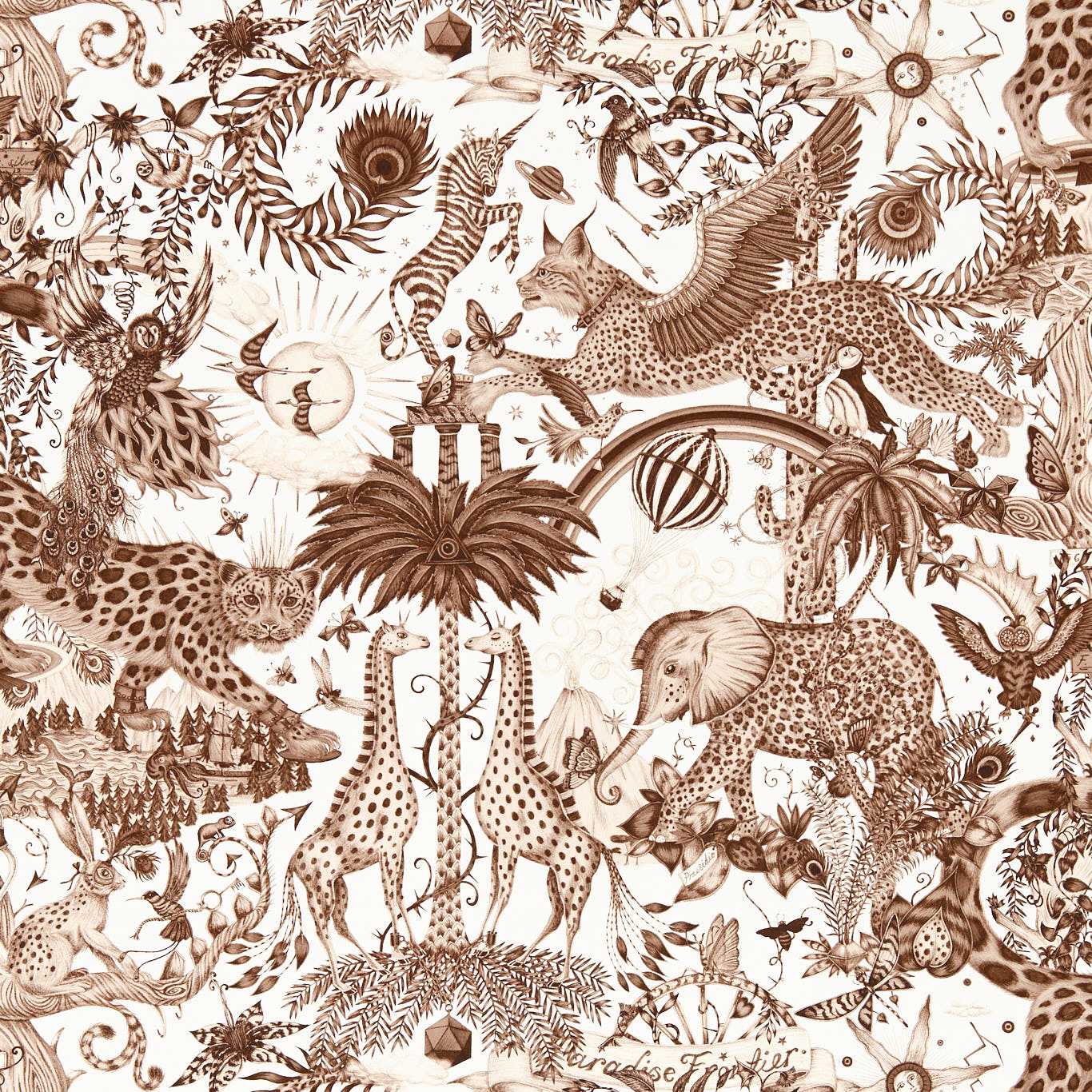Clarke &amp; Clarke behang Paradise lost Sepia W0216/04