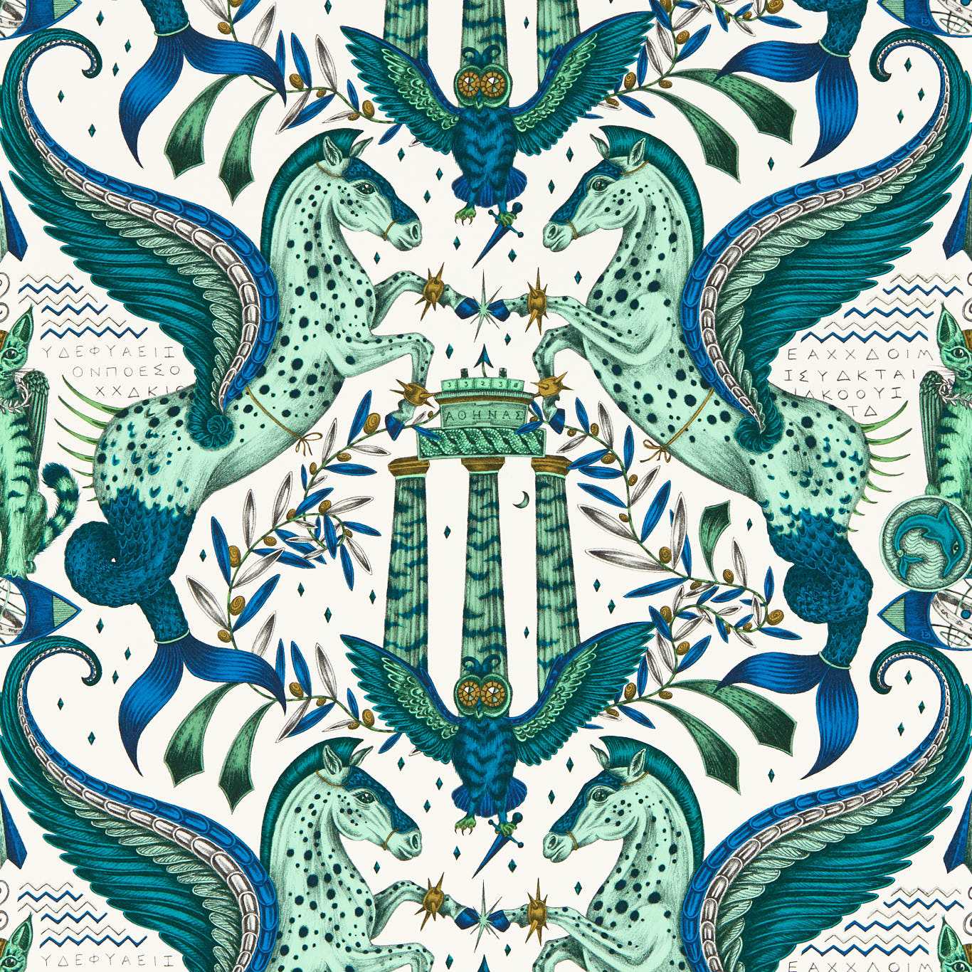 Clarke &amp; Clarke behang Odyssey Mythos in de kleur Olive W0215-01