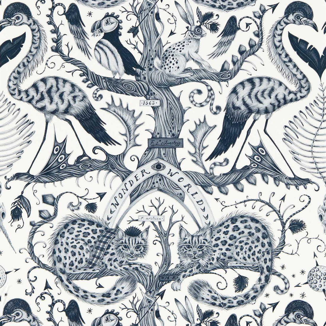 Clarke &amp;  Clarke behang Wonder World in de kleur Mono W0219-02