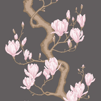 Cole and Son behang Magnolia Tree Charcoal and Soft Pink 128/1001