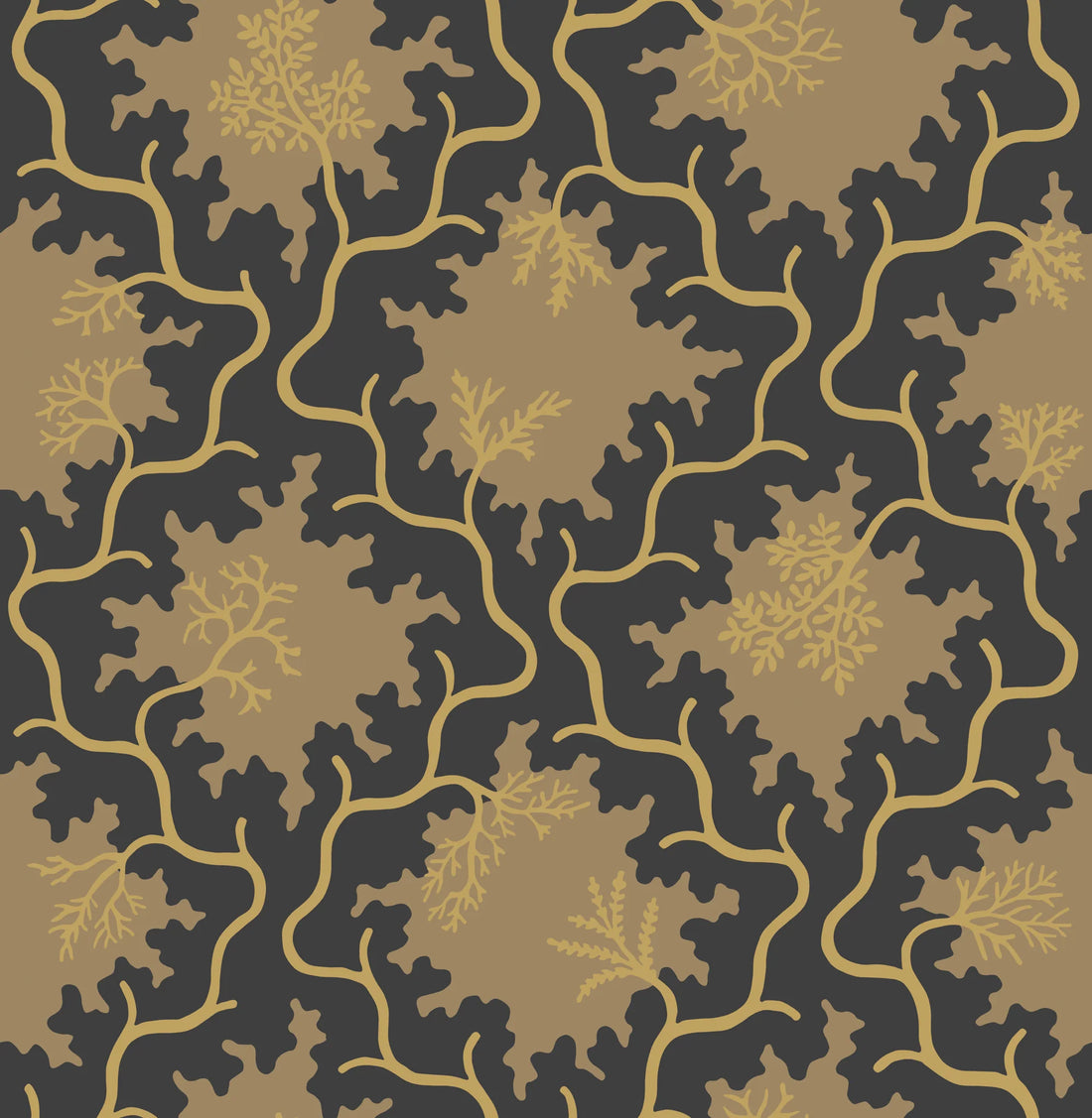 Cole and Son behang Moss Trellis Black and Gold 128/4018