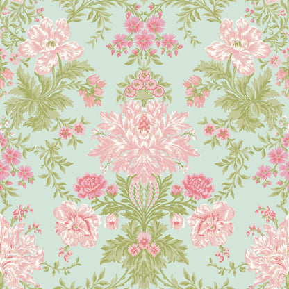 Cole and Son behang Poppies Soft Pink, Blush and Soft Green on Mint 128/7034