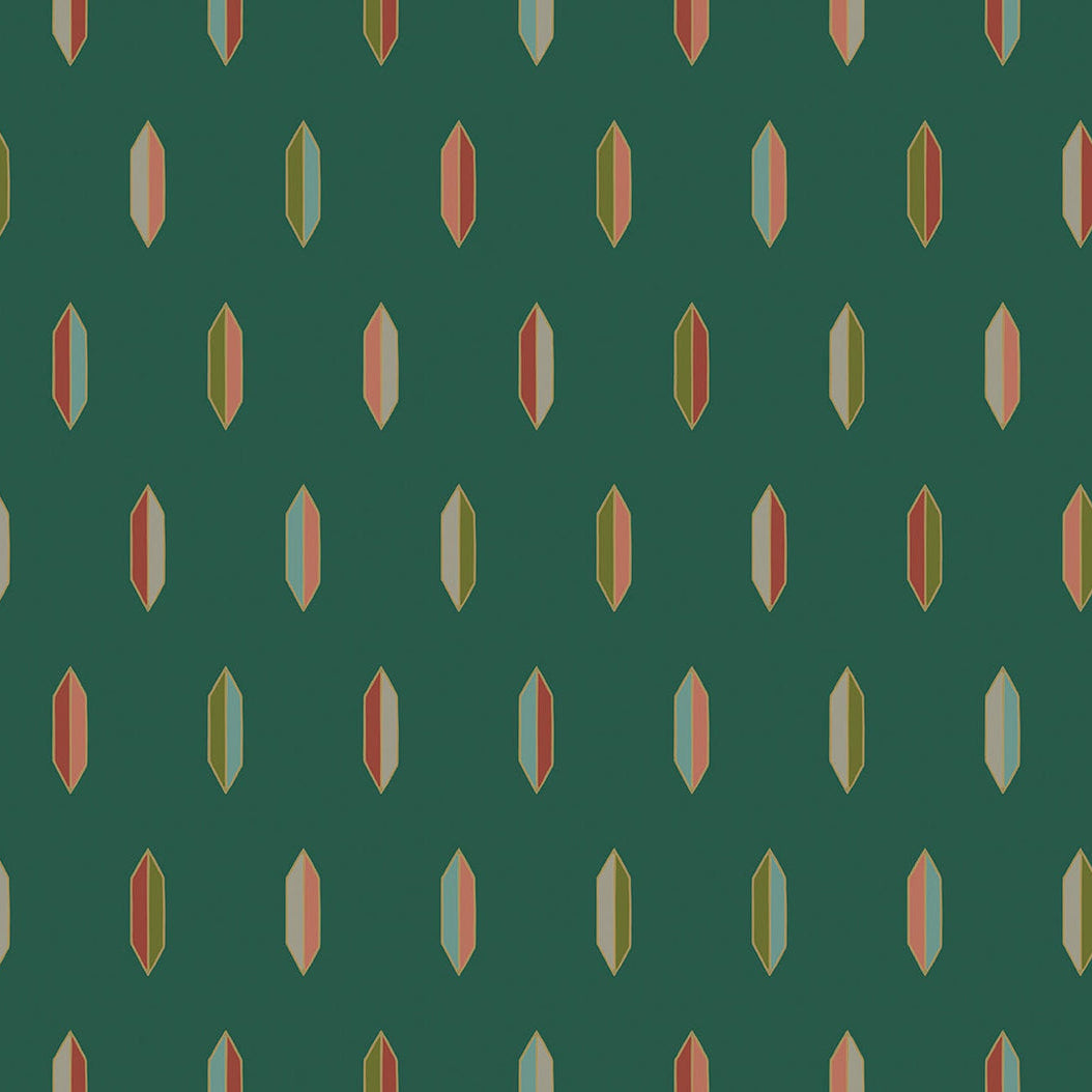Cole and Son behang Inlay Jewel Multi &amp; Copper on Racing Green 131/2004