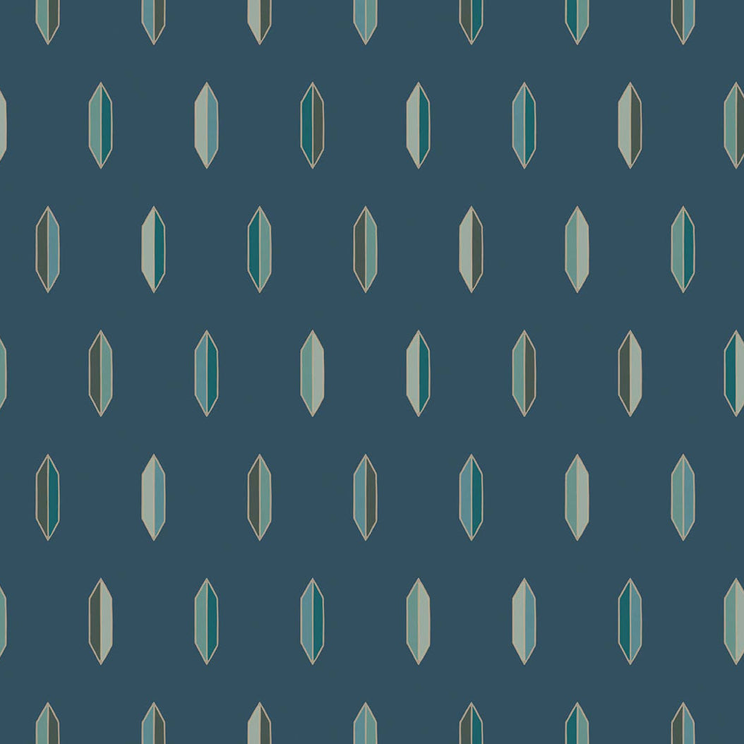 Cole and Son behang Inlay Turquoise &amp; Gilver on Navy 131/2005
