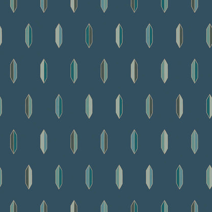 Cole and Son behang Inlay Turquoise &amp; Gilver on Navy 131/2005
