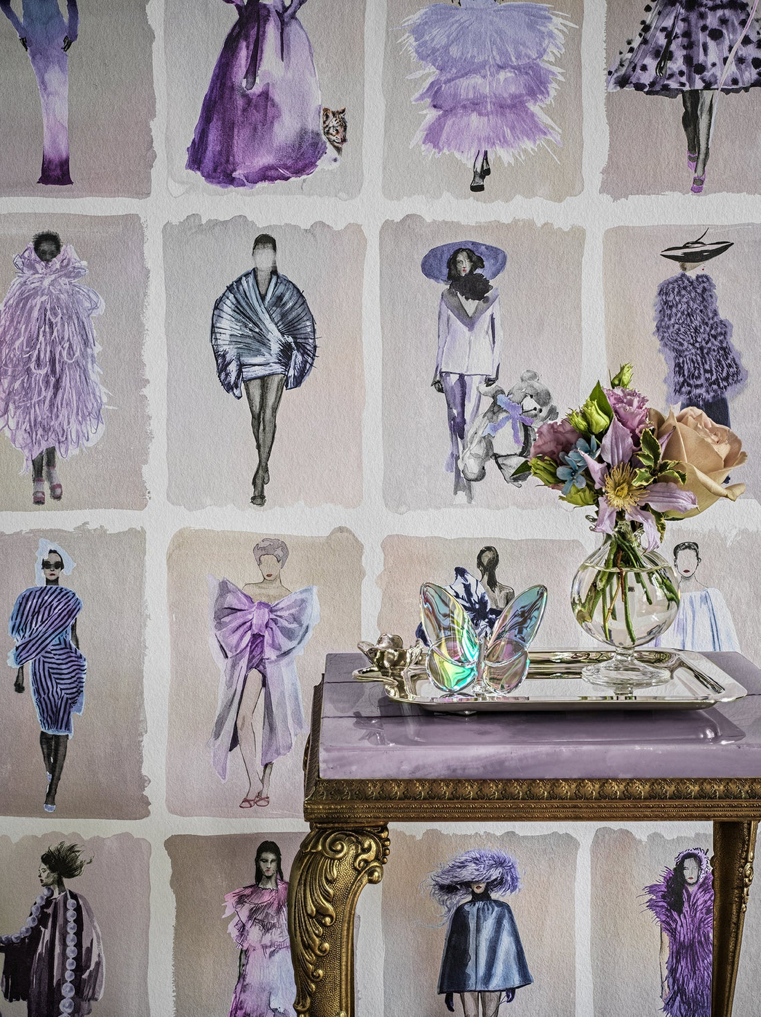 Cole and Son behang Couture Carousel - Lavender Pearl 175/1005M sfeerbeeld