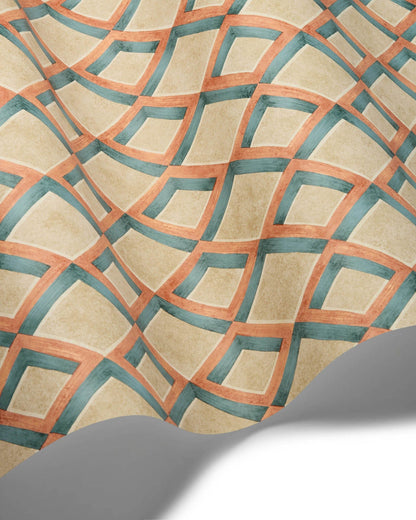 Cole and Son behang Fresco Trellis Coral on Tea Rose 131/8025