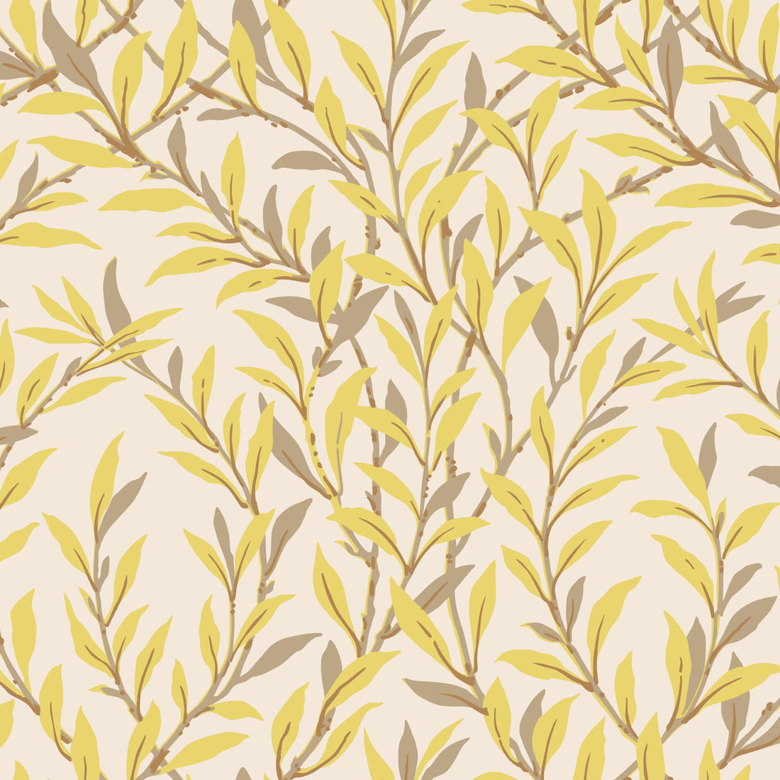 Cole and Son behang Willow Branch Citrine &amp; Mocha on Stone 127/7036 uit de Classics Collection Vol.1 