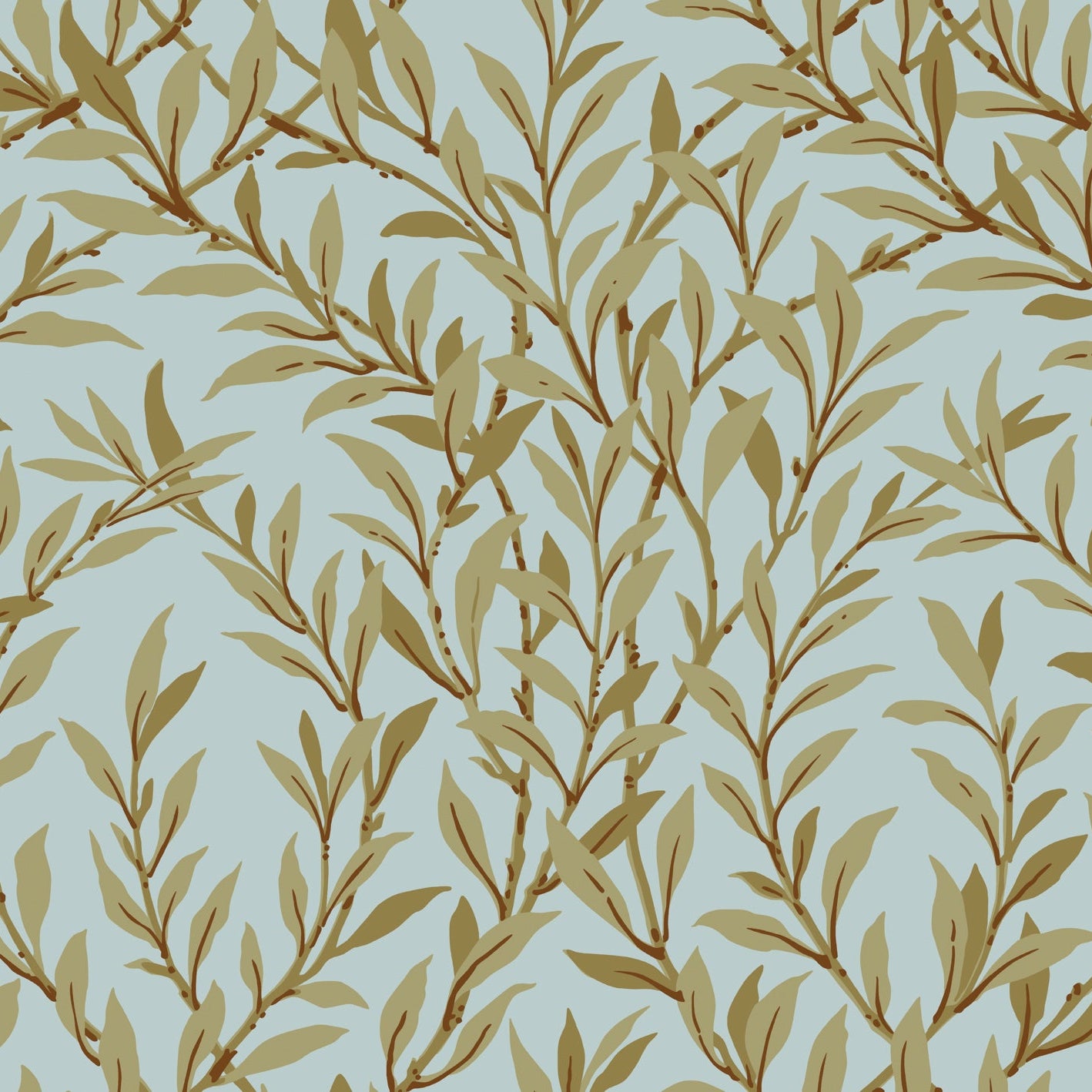 Cole and Son behang Willow Branch Olive On Teal 127/7035 uit de Classics Collection Vol.1 