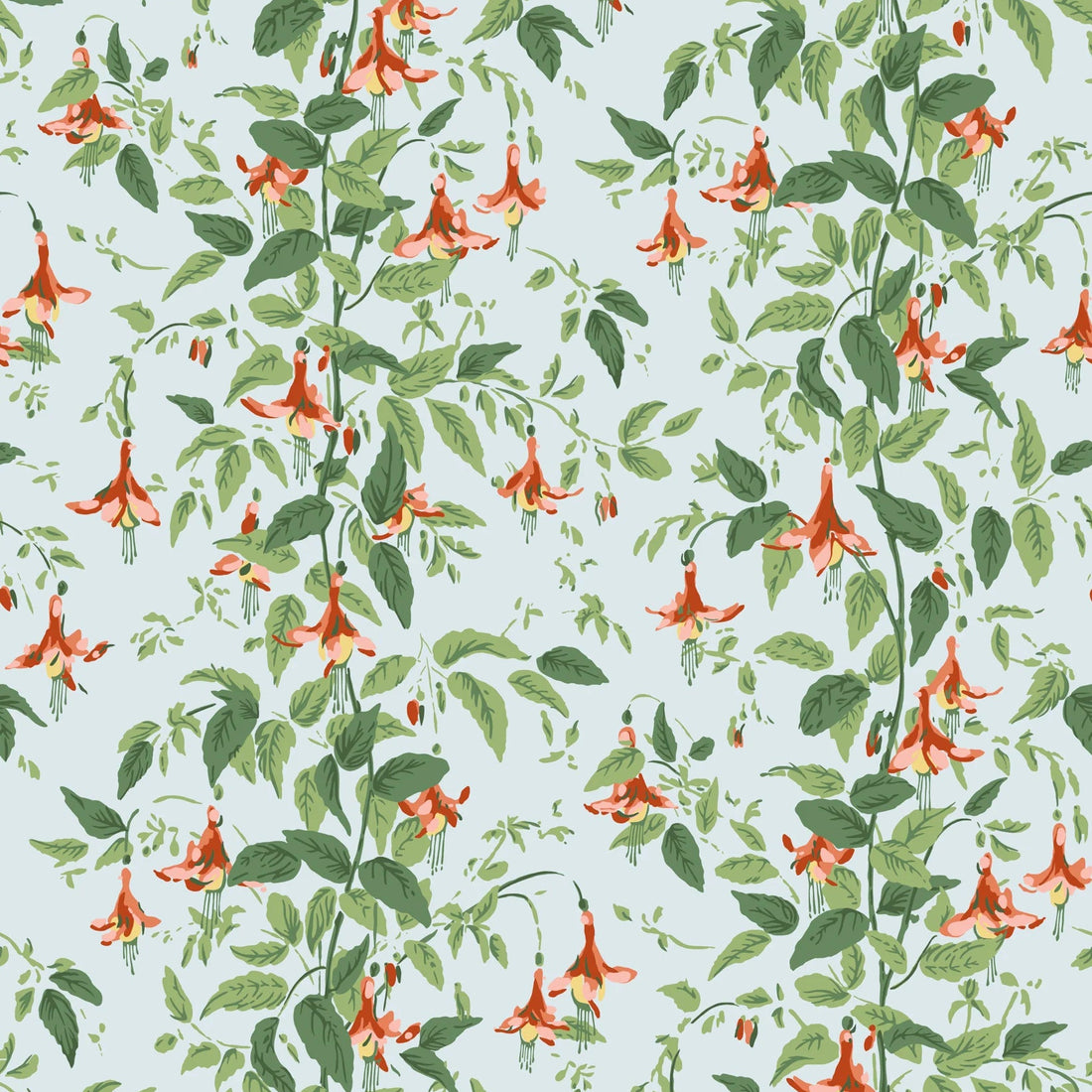 Cole and Son behang Fuchsia RCoral and Leaf Green on Powder Bluet 128/6029