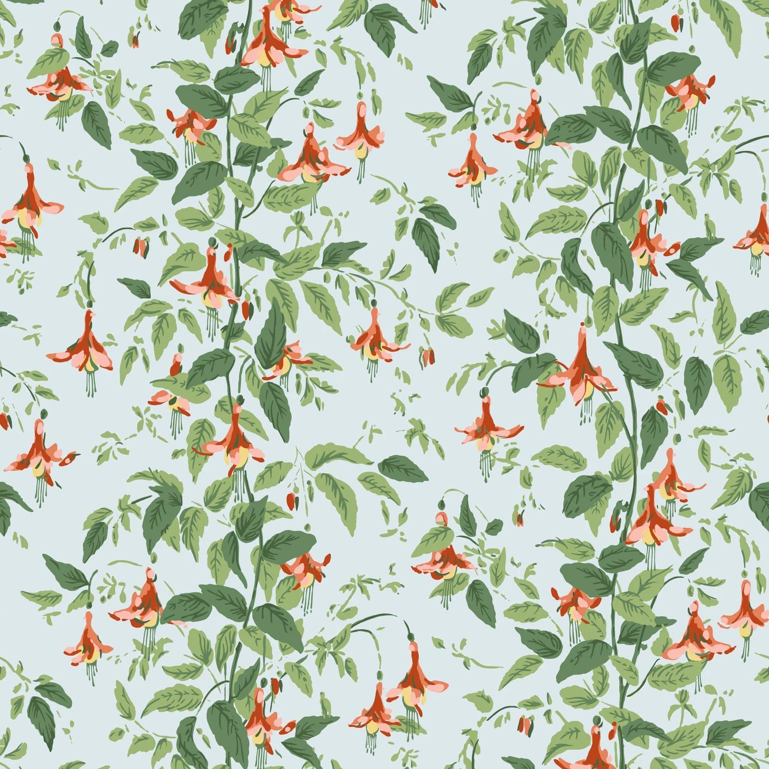 Cole and Son behang Fuchsia RCoral and Leaf Green on Powder Bluet 128/6029