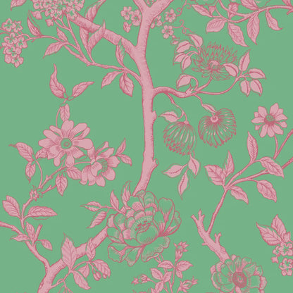 Cole and Son behang Paradise Tree Emerald and Petal Pink 128/2012