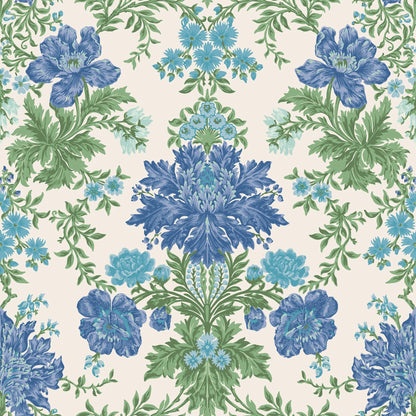 Cole and Son behang Poppies Sapphire, Cerulean and Moss on Stone 128/7035