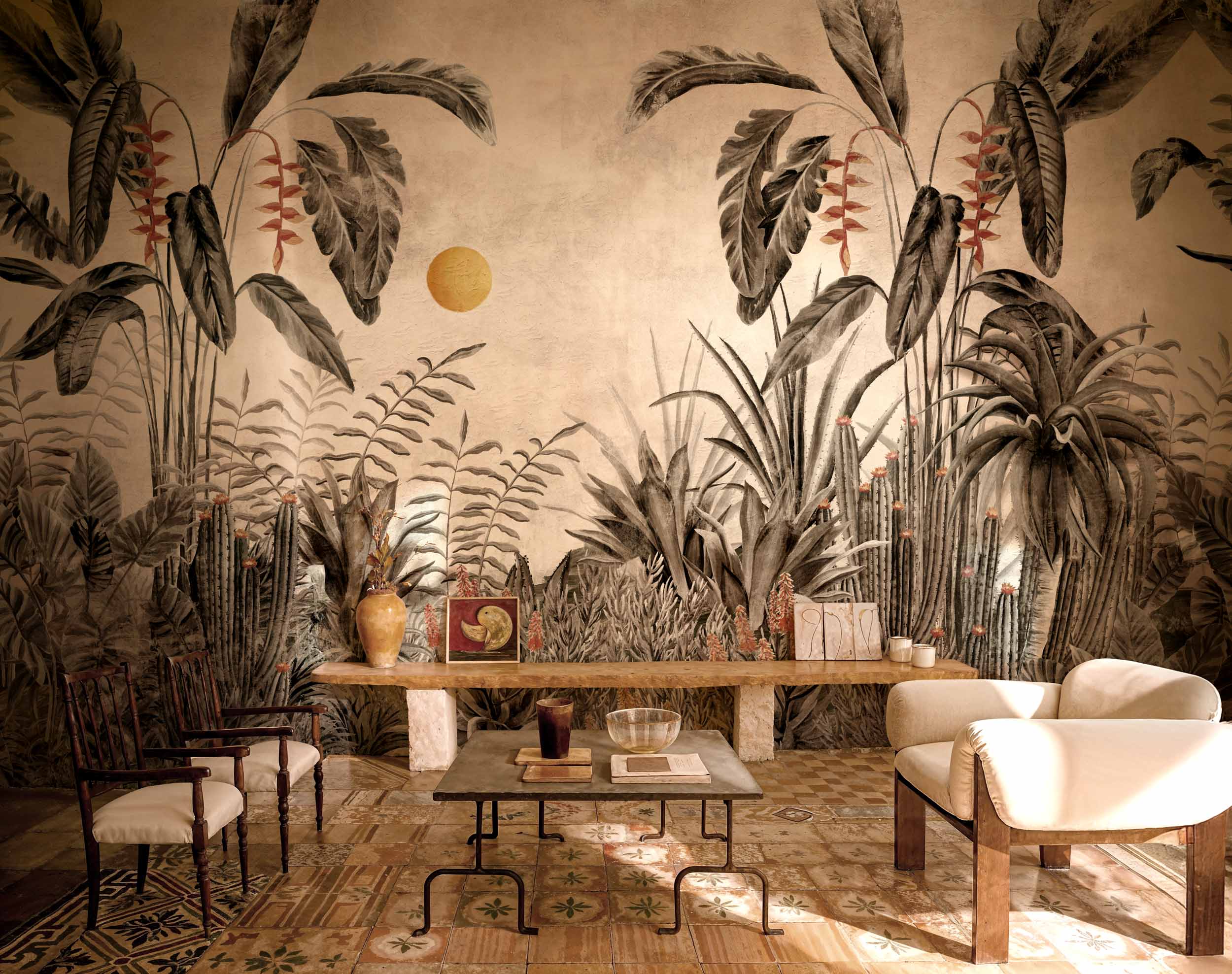 Coordonné Behang Aduanero Carbón C00052