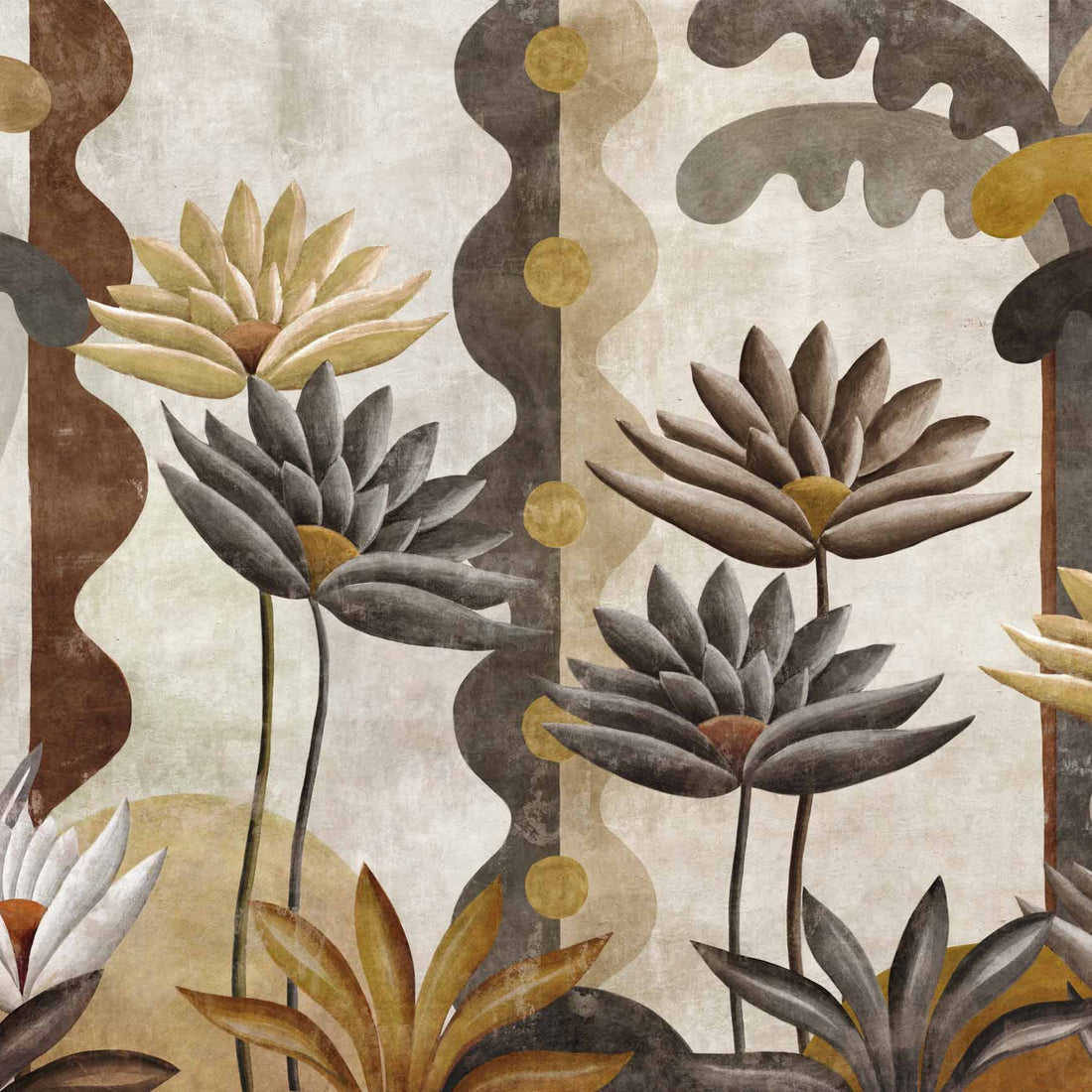 Coordonné Behang Ágaves Carbón C00048