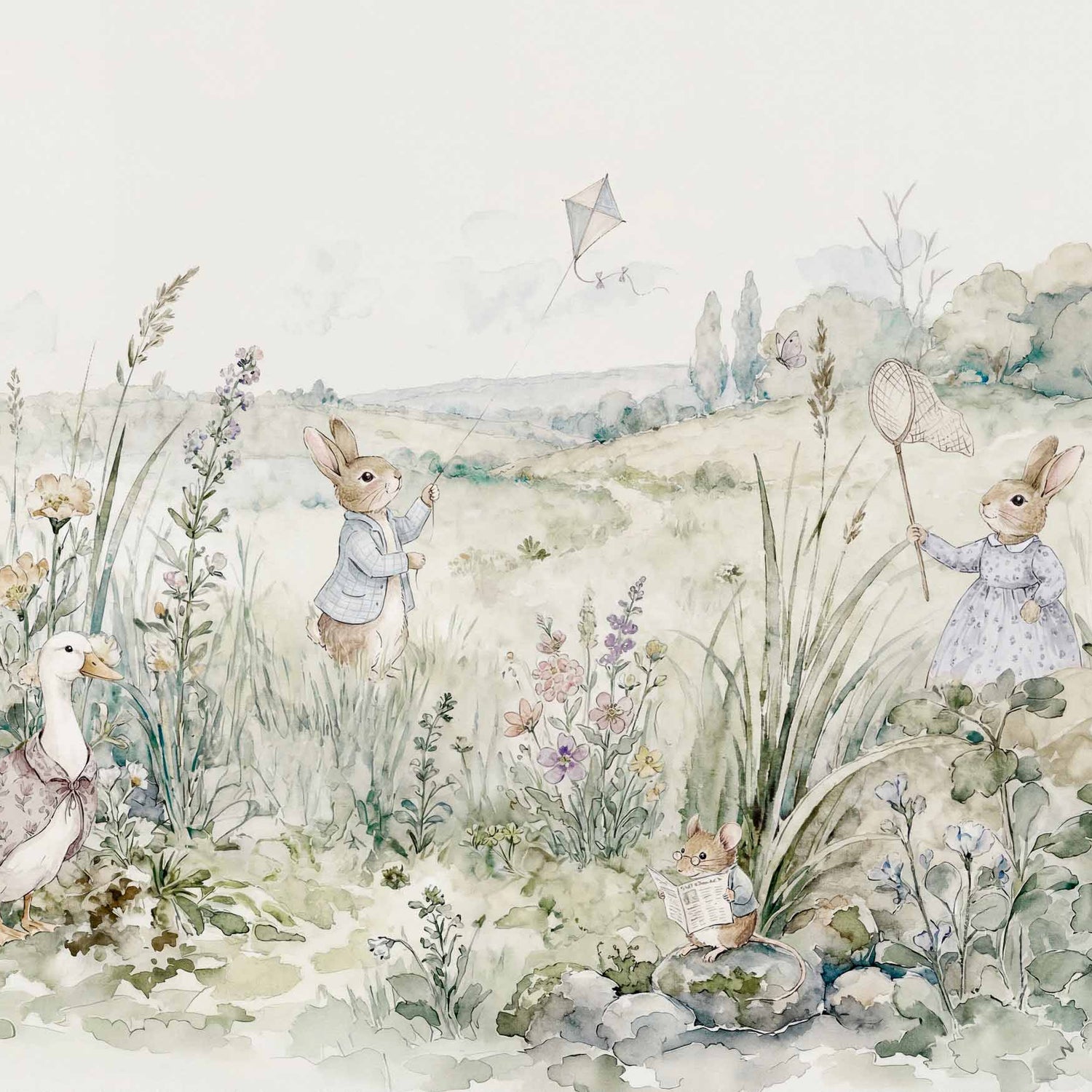 Coordonné Behang Bunnies Indigo D00340