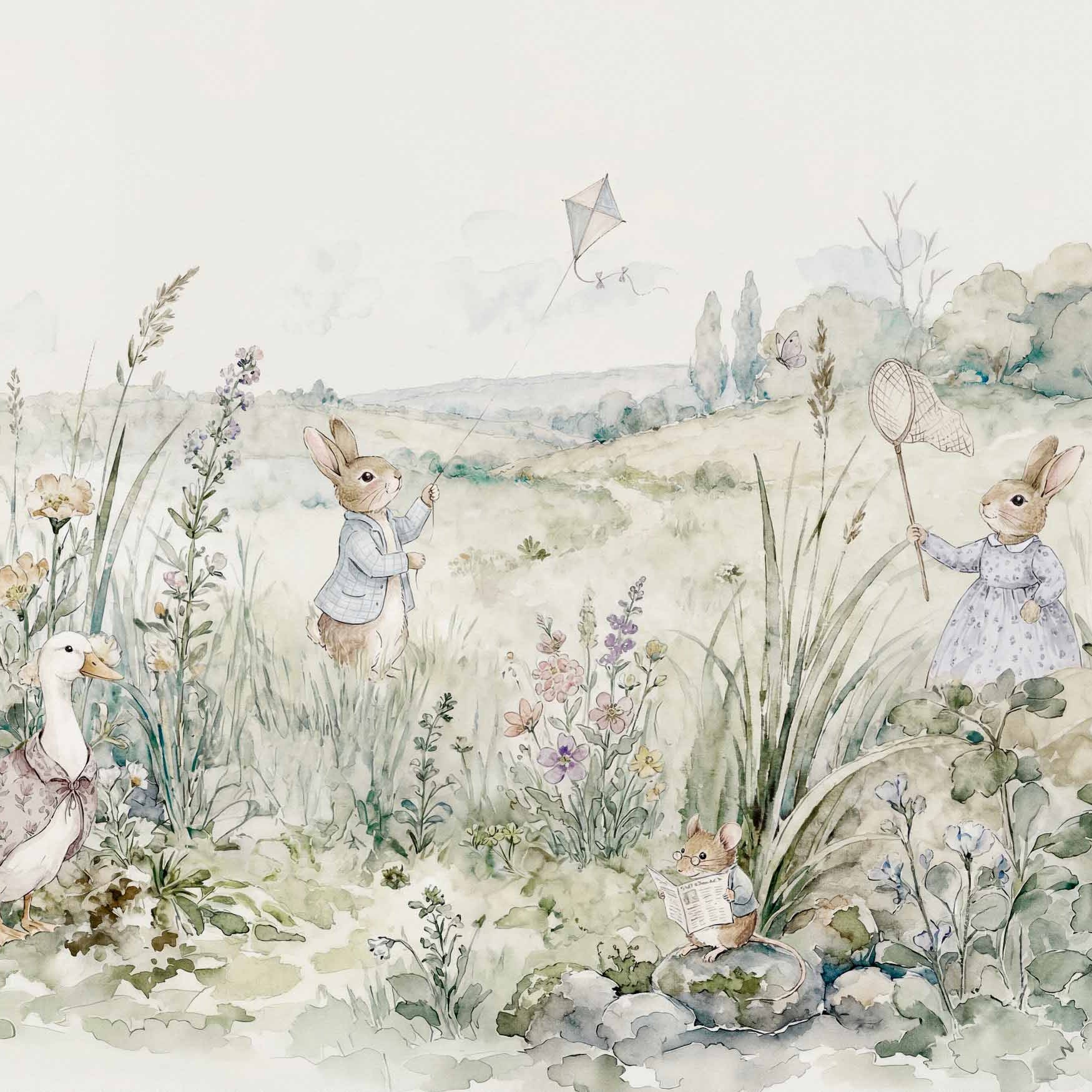 Coordonné Behang Bunnies Indigo D00340