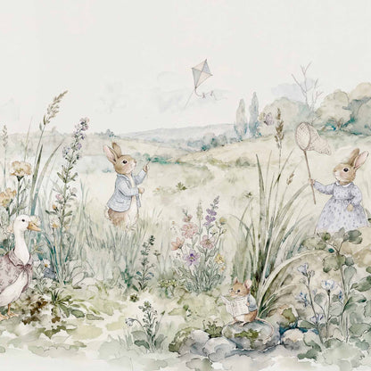 Coordonné Behang Bunnies Indigo D00340