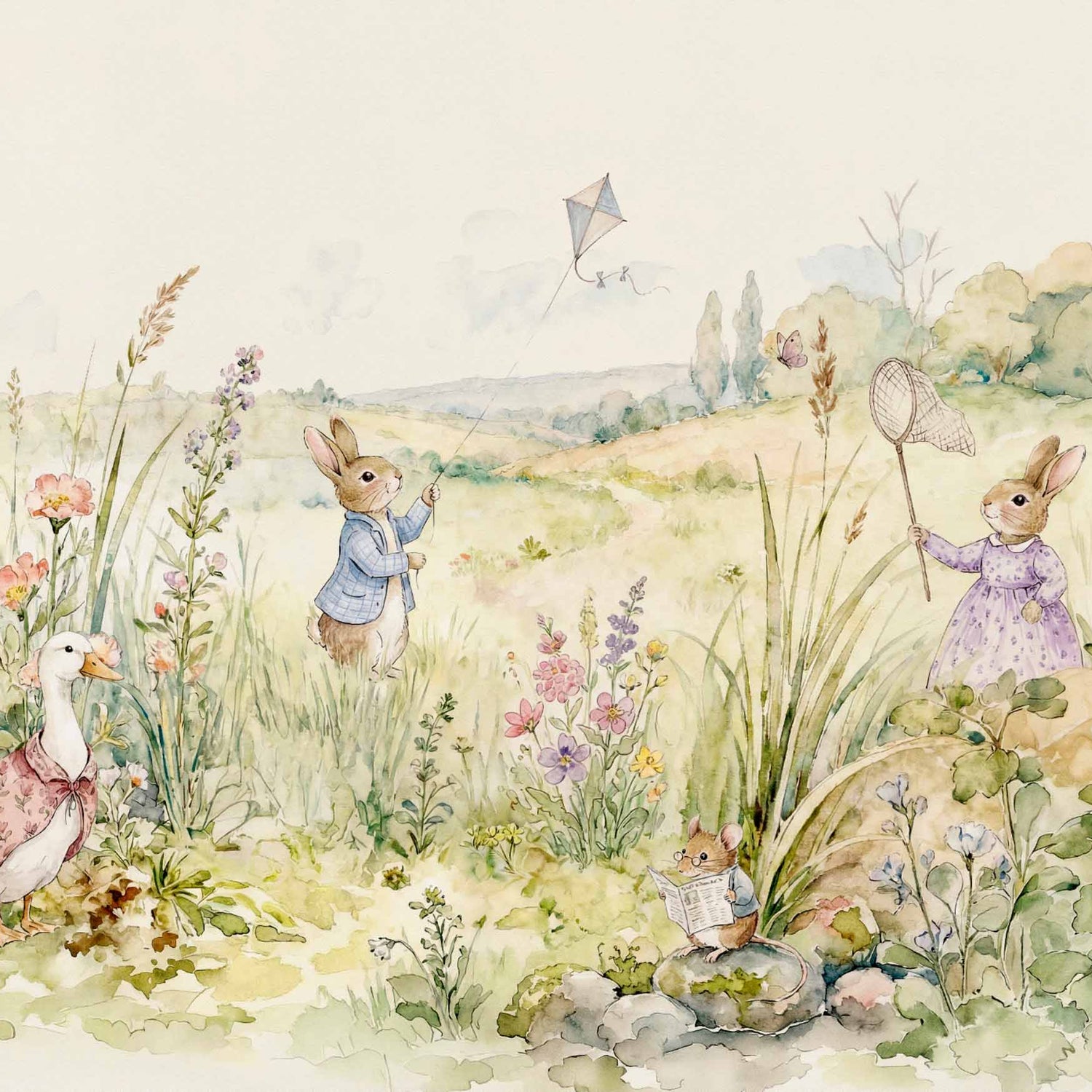 Coordonné Behang Bunnies Mint D00339