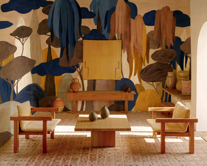 Coordonné Behang Camécuaro Índigo C00056