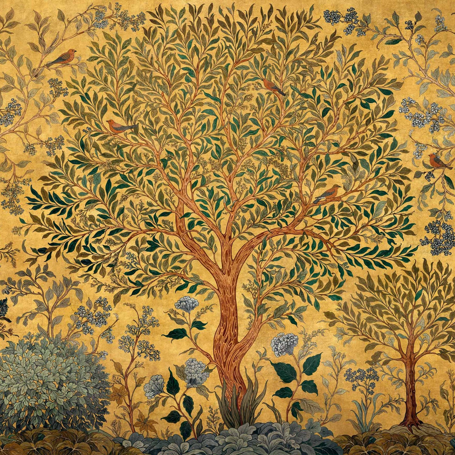 Coordonné Behang Varanasi Tree Mustard D00155
