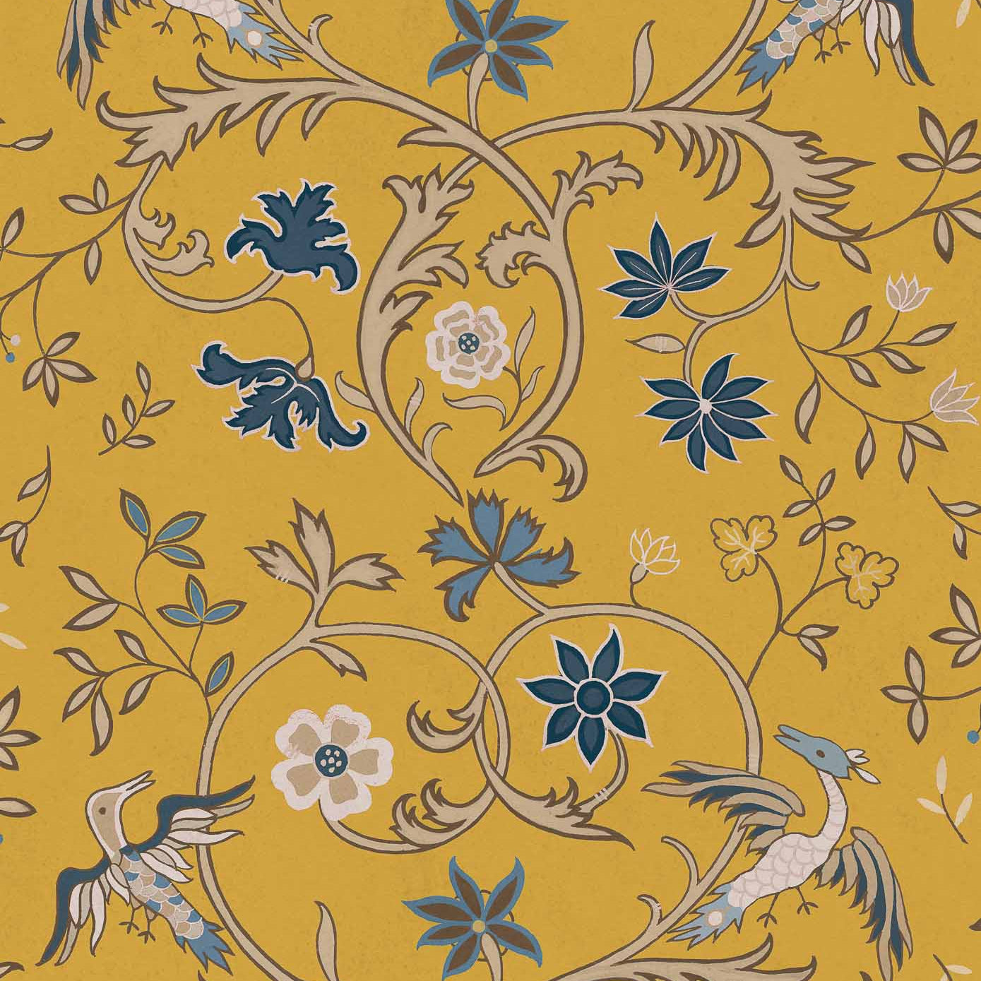 Coordonné behang Antwerp Damask Mustard D00143