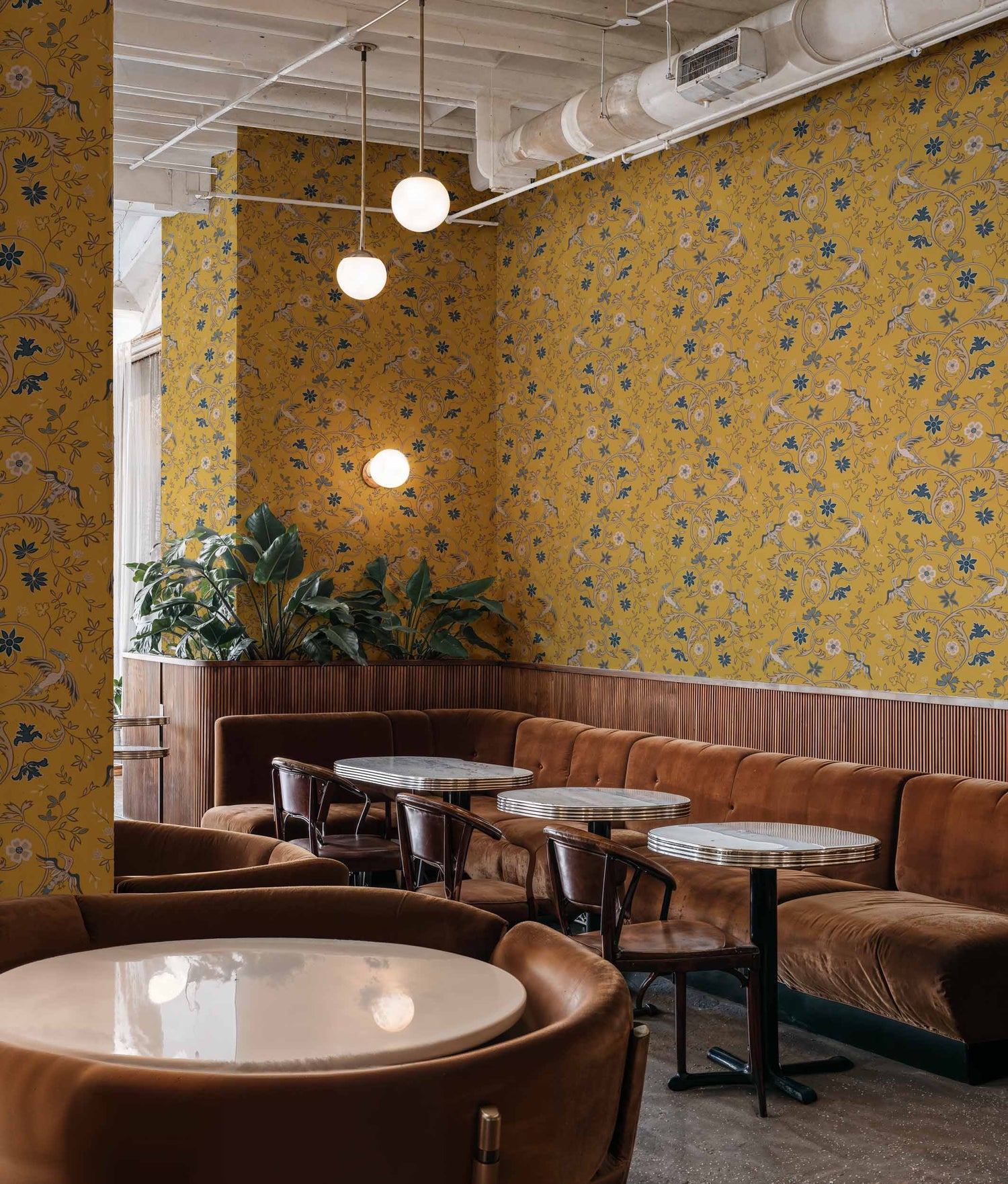 Coordonné behang Antwerp Damask Mustard D00143